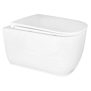 Унитаз подвесной Azario Riano AZ-2808E белый, безободковый, с крышкой микролифт, слив торнадо купить в интернет-магазине Sanbest