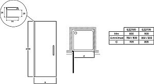 Душевая дверь Jacob Delafon CONTRA E22T90-BL 90 купить в интернет-магазине Sanbest