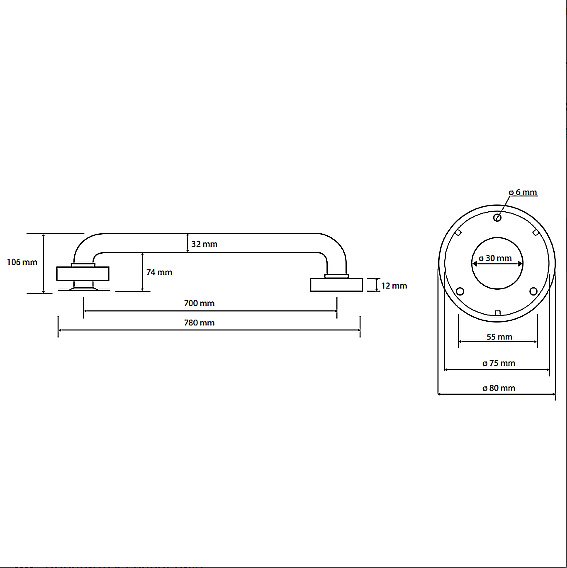 Поручень Bemeta Help 301100703 белый купить в интернет-магазине сантехники Sanbest