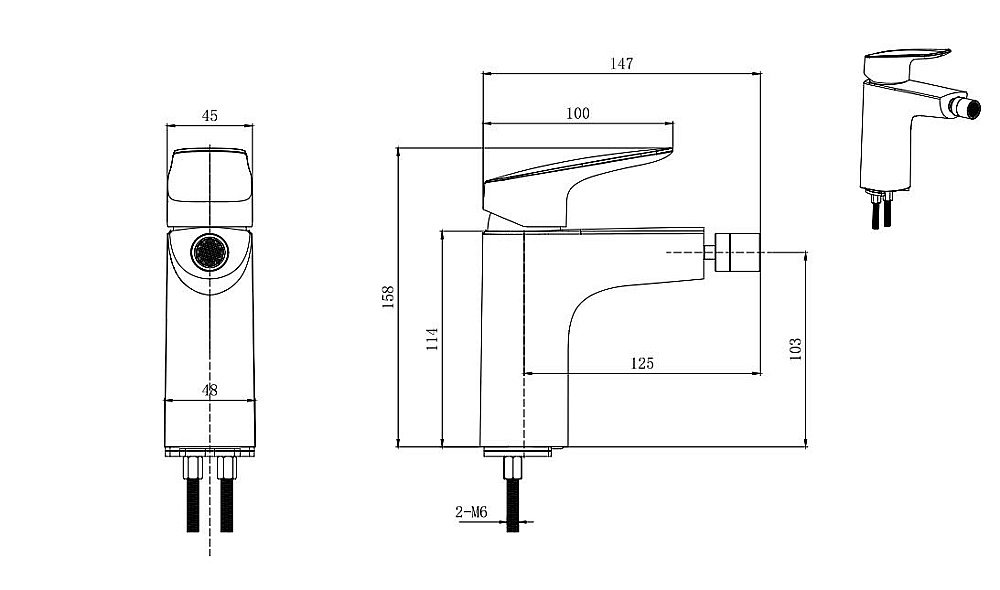 Смеситель для биде Aquatek Вега AQ1018MB черный матовый купить в интернет-магазине сантехники Sanbest