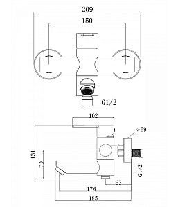 Смеситель для ванны Agger Easy A3121222 с душевым набором, сатин матовый купить в интернет-магазине сантехники Sanbest