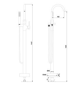Смеситель для ванны напольного монтажа WONZON & WOGHAND STICK, Хром (WW-88649017-CR) купить в интернет-магазине сантехники Sanbest