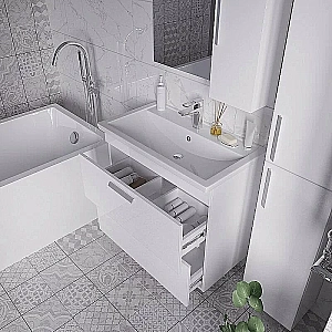 Тумба с раковиной Grossman НЕО 80 пленка, белая для ванной в интернет-магазине Sanbest