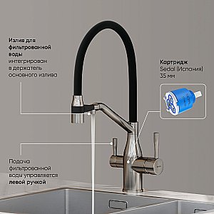 Смеситель для кухни Sancos Orta SC4008BN брашированный никель купить в интернет-магазине сантехники Sanbest