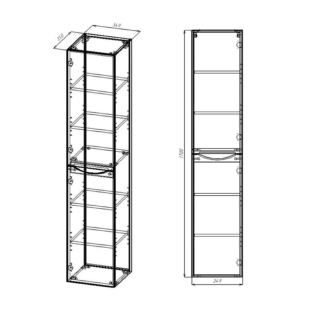 Шкаф-пенал Vincea Mia VSC-2M170BT 35 Beton для ванной в интернет-магазине сантехники Sanbest
