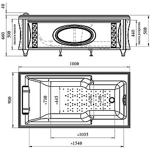 Ванна акриловая FRA GRANDE РУСИЛЬОН 4-01-2-0-0-424 180х90 белая с гидромассажем купить в интернет-магазине Sanbest