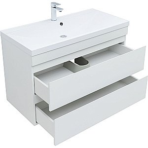Тумба с раковиной Aquanet Нота new 100 335420 белая для ванной в интернет-магазине Sanbest