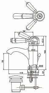Смеситель для раковины Burlington CHR22 BLA хром/ручка черная купить в интернет-магазине сантехники Sanbest