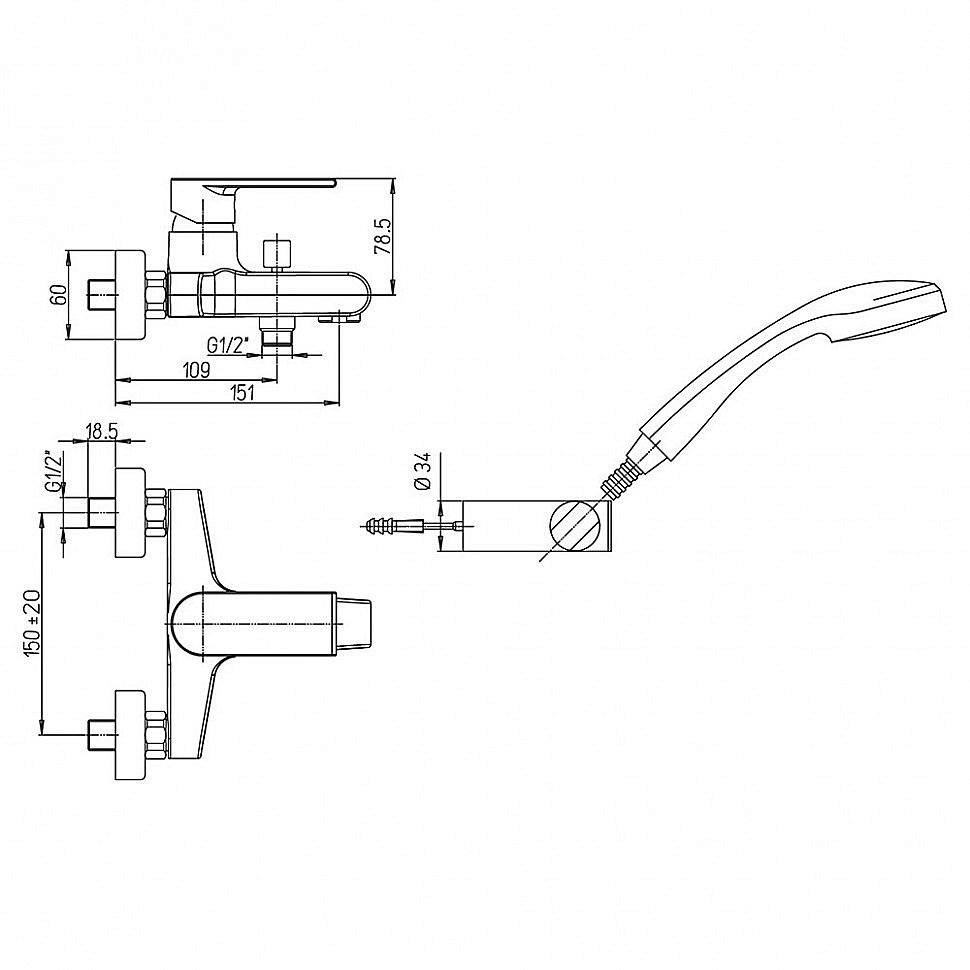 Смеситель для ванны PAINI Ghibli 44CR105E хром купить в интернет-магазине сантехники Sanbest