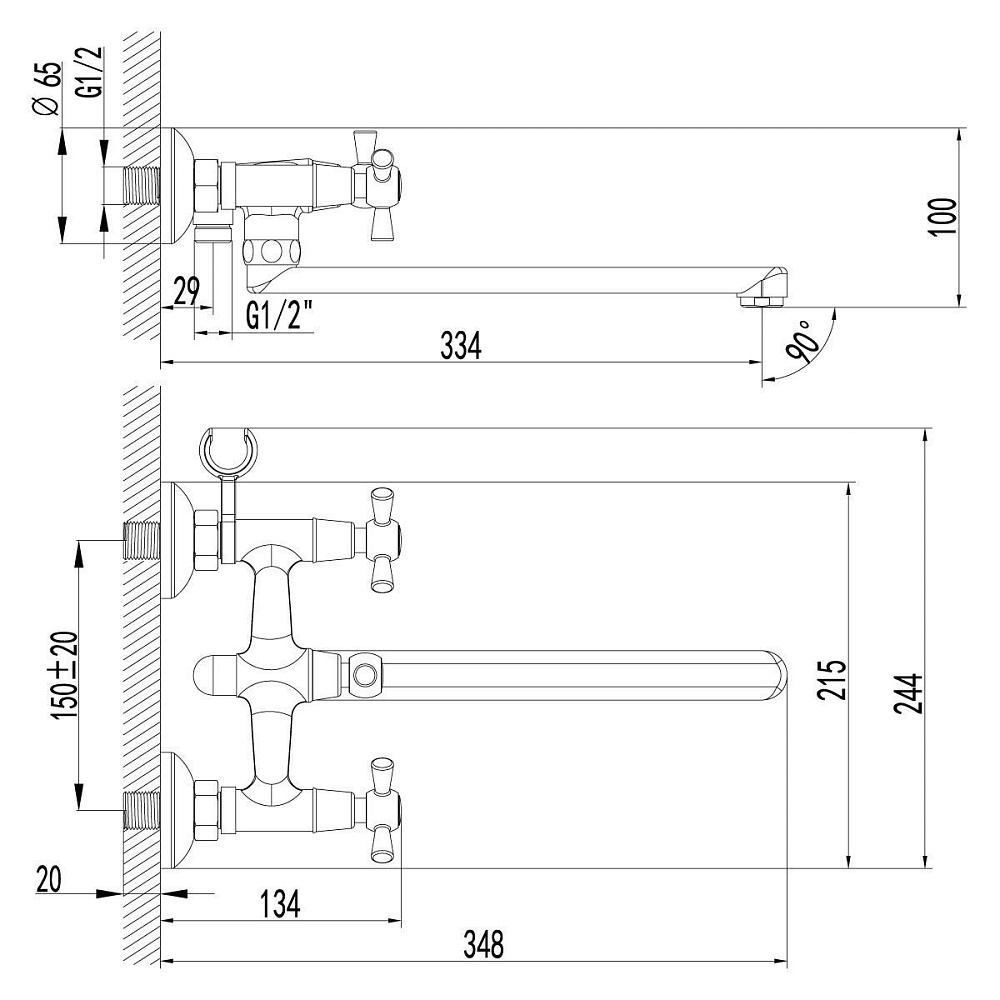 Смеситель для ванны Lemark Contour LM7451C купить в интернет-магазине сантехники Sanbest