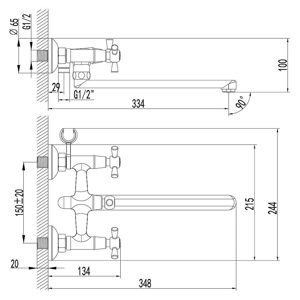 Смеситель для ванны Lemark Contour LM7451C купить в интернет-магазине сантехники Sanbest