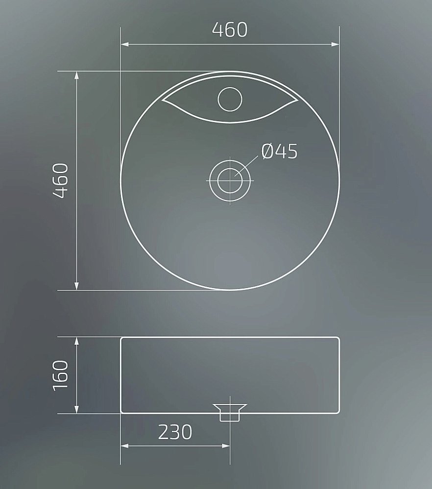 Раковина накладная Gid Esfera 46 N9008b 51104 белая купить в интернет-магазине Sanbest