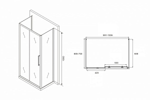 Душевой уголок Abber Schwarzer Diamant AG30100H-S70-S70 100x70 купить в интернет-магазине Sanbest