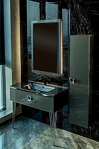 Консоль с раковиной Armadi Art LUCIDO 80 глянцевый графит для ванной в интернет-магазине сантехники Sanbest