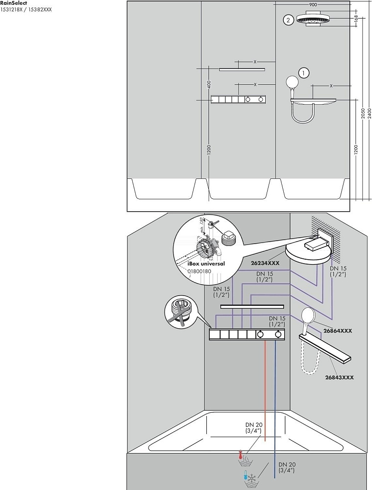 Термостат для душа Hansgrohe RainSelect 15382140 купить в интернет-магазине сантехники Sanbest