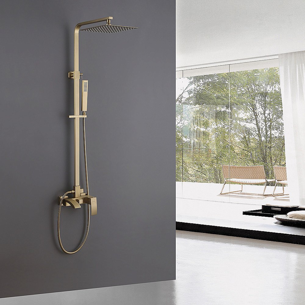 Душевая система Abber Wasserfall AF8616G золото матовое купить в интернет-магазине сантехники Sanbest