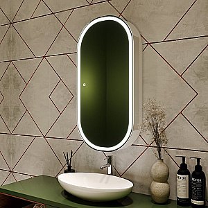 Зеркало-шкаф Art&Max BARI AM-Bar-500-1000-1D-R-DS-F-White белый матовый купить в интернет-магазине сантехники Sanbest