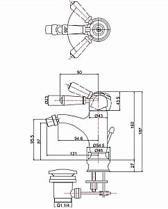 Смеситель для биде Burlington CH23 BLA хром/ручка черная купить в интернет-магазине сантехники Sanbest