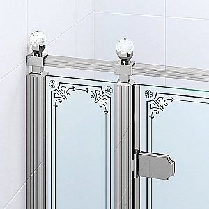 Душевой уголок Ambassador Royal 18015107-L 100х100 стекло прозрачное с декором/профиль хром купить в интернет-магазине Sanbest