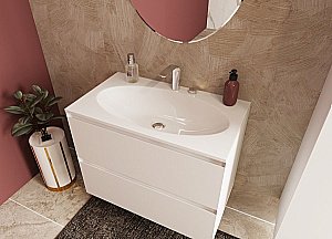 Тумба с раковиной Эстет Malta Luxe 80 любой цвет тумбы и раковины под заказ для ванной в интернет-магазине Sanbest