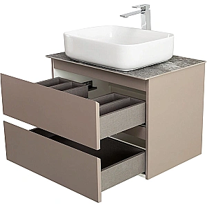 Тумба с раковиной и столешницей BelBagno 60 KRAFT-600-2C-SO-СO+KEP-60-GRN бежевая матовая для ванной в интернет-магазине Sanbest
