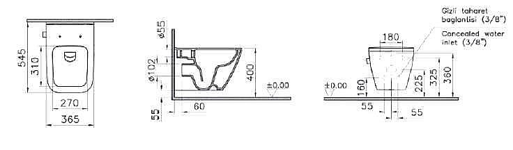 Унитаз Vitra INTEGRA SQUARE 7082B003-7209 безободковый, белый купить в интернет-магазине Sanbest