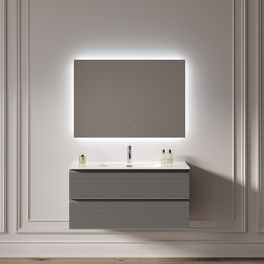 Зеркало с подсветкой Sancos Square 2.0 SQ2.1000 100х70 в ванную от интернет-магазине сантехники Sanbest