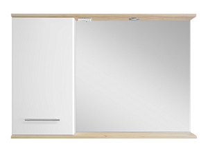 Зеркало со шкафом Misty Респект 118 Белый/светлое дерево в ванную от интернет-магазине сантехники Sanbest