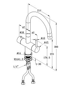 Смеситель для кухни c подключением фильтра WONZON & WOGHAND WW-3211-BS никель брашированный купить в интернет-магазине сантехники Sanbest