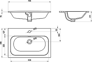 Раковина Ravak CHROME SLIM 70 XJX01170002 белый купить в интернет-магазине Sanbest