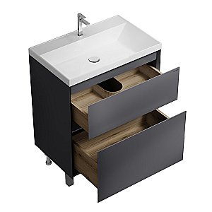Тумба с раковиной напольная Grossman МЕРКАДО 70 с 2-я ящ, графит матовая для ванной в интернет-магазине Sanbest
