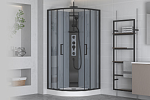 Душевая кабина Royal Bath BERN RB90HK-WT-BL 90x90 стекло прозрачное/профиль черный купить в интернет-магазине Sanbest