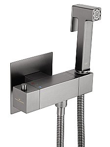 Смеситель с гигиеническим душем и термостатом встраиваемый WONZON & WOGHAND, Темный графит (WW-88819903-BGM) купить в интернет-магазине сантехники Sanbest