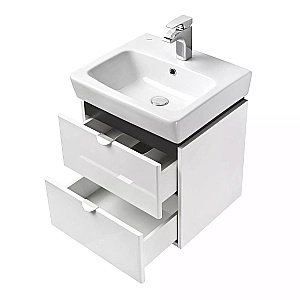 Тумба с раковиной Акватон Скай 50 белая глянцевая для ванной в интернет-магазине Sanbest