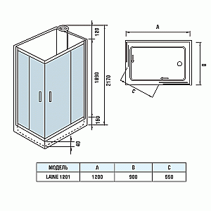 Душевая кабина WeltWasser WW500 LAINE 1201 120х90 купить в интернет-магазине Sanbest
