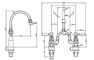Смеситель для раковины Burlington Regent KER27-QT+W1 купить в интернет-магазине сантехники Sanbest