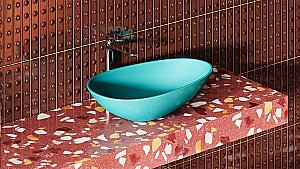 Раковина накладная Salini Paola 1101201SMF 58 из искусственного камня S-Stone, матовая, цвет по RAL полностью купить в интернет-магазине Sanbest