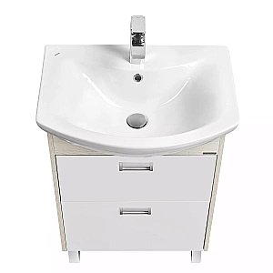 Тумба с раковиной Акватон Бекка 60 белая/дуб сомерсет для ванной в интернет-магазине Sanbest