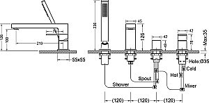Смеситель для ванны Timo Selene 2130/17Y золото матовое купить в интернет-магазине сантехники Sanbest