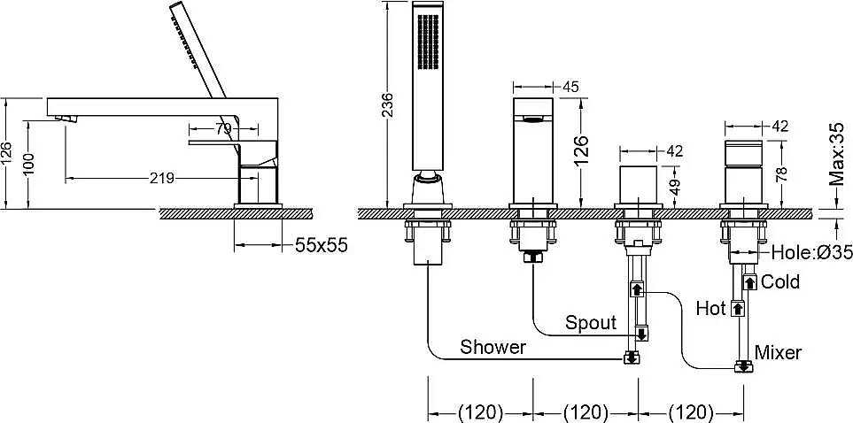 Смеситель для ванны Timo Selene 2130/17Y золото матовое купить в интернет-магазине сантехники Sanbest
