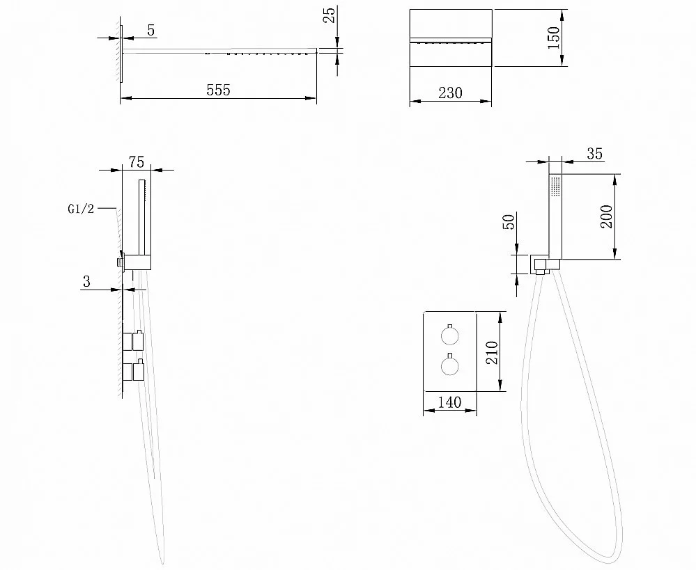 Душевая система ABBER Weiss Insel AF8052 хром купить в интернет-магазине сантехники Sanbest