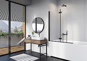 Шторка для ванны Radaway Nes Black PND I 100 стекло прозрачное/профиль черный матовый купить в интернет-магазине Sanbest