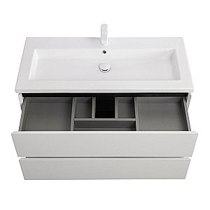 Тумба с раковиной Cezares PLANE 100 PLANE-1000-2C-SO-BL+CZR-8070-100 Bianco Lucido для ванной в интернет-магазине Sanbest