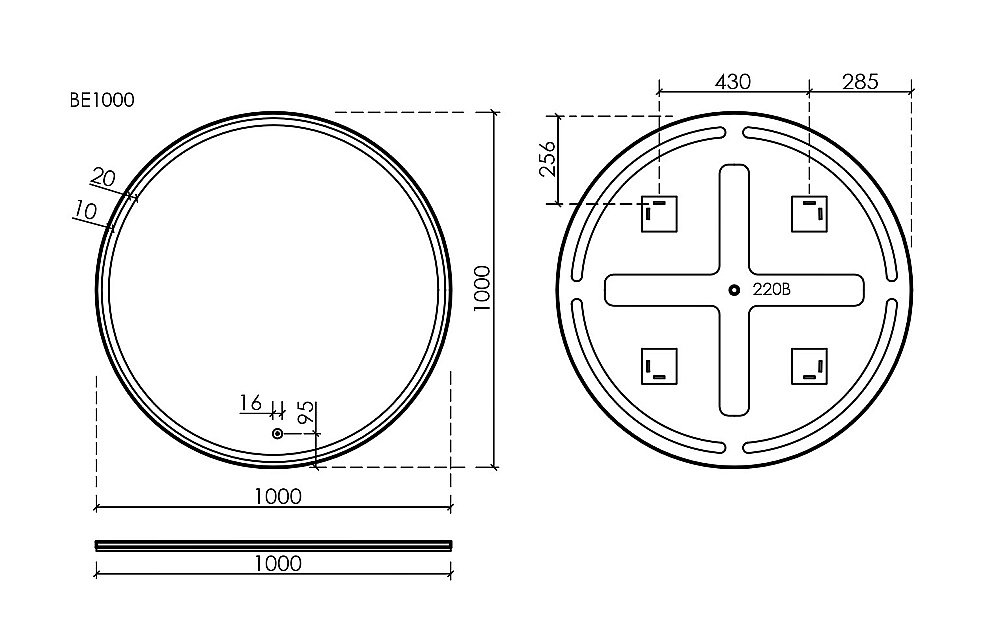 Зеркало Sancos Bella BE1000 белое в ванную от интернет-магазине сантехники Sanbest