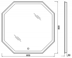 Зеркало с LED-подсветкой и подогревом BelBagno OTT WARM 80 в ванную от интернет-магазине сантехники Sanbest
