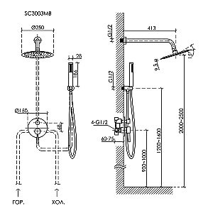 Душевая система Sancos Select SC3003MB черная матовая купить в интернет-магазине сантехники Sanbest