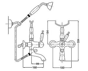 Смеситель для ванны Bugnatese Oxford 6302 DO золото купить в интернет-магазине сантехники Sanbest