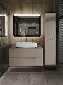 Тумба с раковиной Orange Line 100 Li-100TuLMDF+B07-675W латте/белый для ванной в интернет-магазине Sanbest