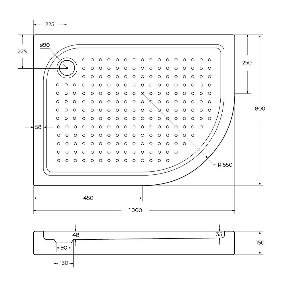 Душевой поддон Belbagno TRAY-BB-RH-100/80-550-15-W 100х80 белый купить в интернет-магазине Sanbest