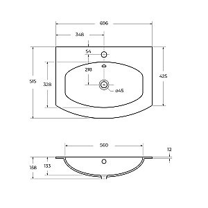 Тумба с раковиной Cezares VAGUE 70 54854+50158 Grigio lucido для ванной в интернет-магазине Sanbest